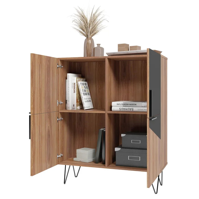 Brown/Black Beekman 43.7 Low Cabinet With 4 Shelves Perfect Organizer