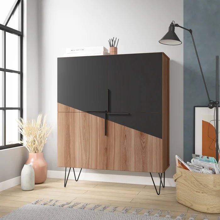 Brown/Black Beekman 43.7 Low Cabinet With 4 Shelves Perfect Organizer