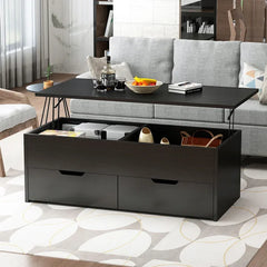 Black Beier Solid Coffee Table Lift Top Perfect for Living Room