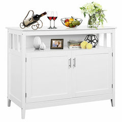 White 45'' Wide Buffet Table Perfect To Fit Your Kitchen Or Dining Room Two Doors Storage Cabinet For All Your Kitchen Gadgets and Tools
