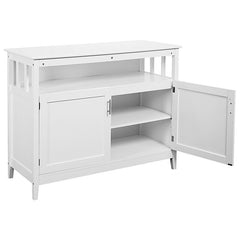 White 45'' Wide Buffet Table Perfect To Fit Your Kitchen Or Dining Room Two Doors Storage Cabinet For All Your Kitchen Gadgets and Tools