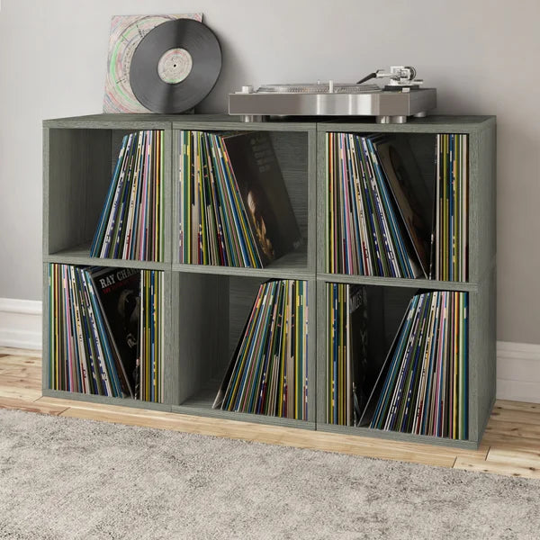 Gray Bellwood Multimedia Media Shelves Offer Plenty Storage Space