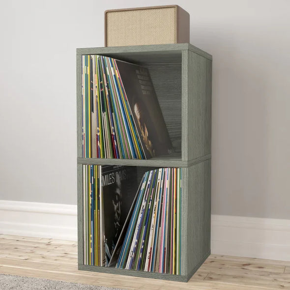 Gray Bellwood Multimedia Media Shelves Offer Plenty Storage Space