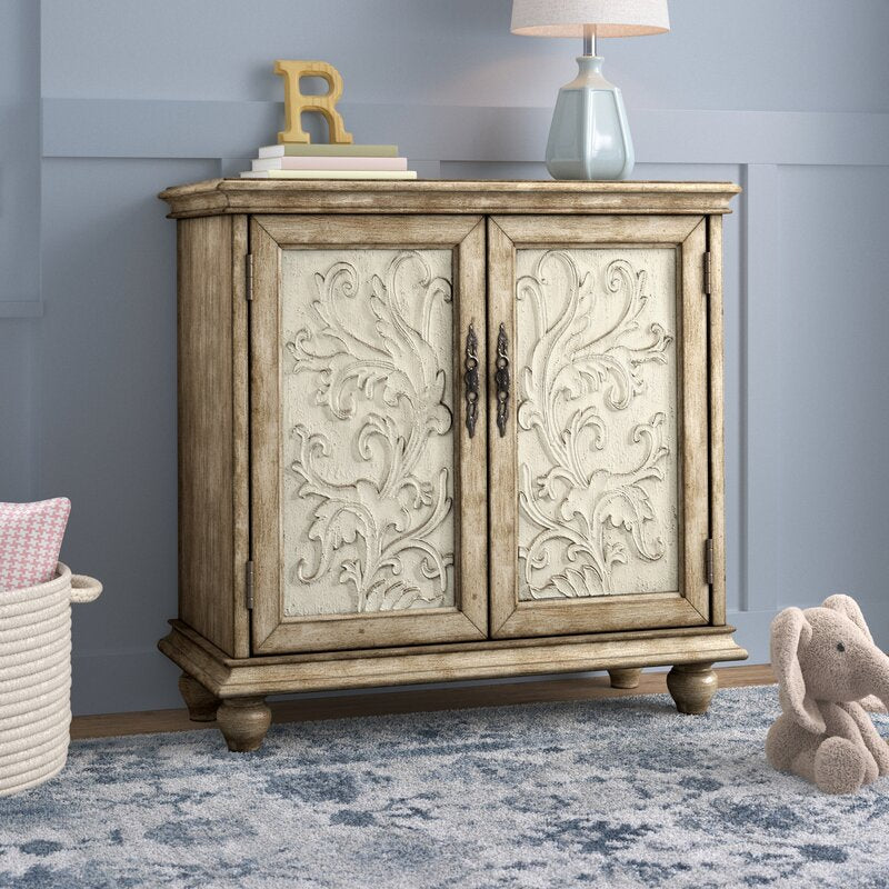 Natural/Cream 34'' Tall 2 - Door Accent Cabinet Create A Simple Display in your Den