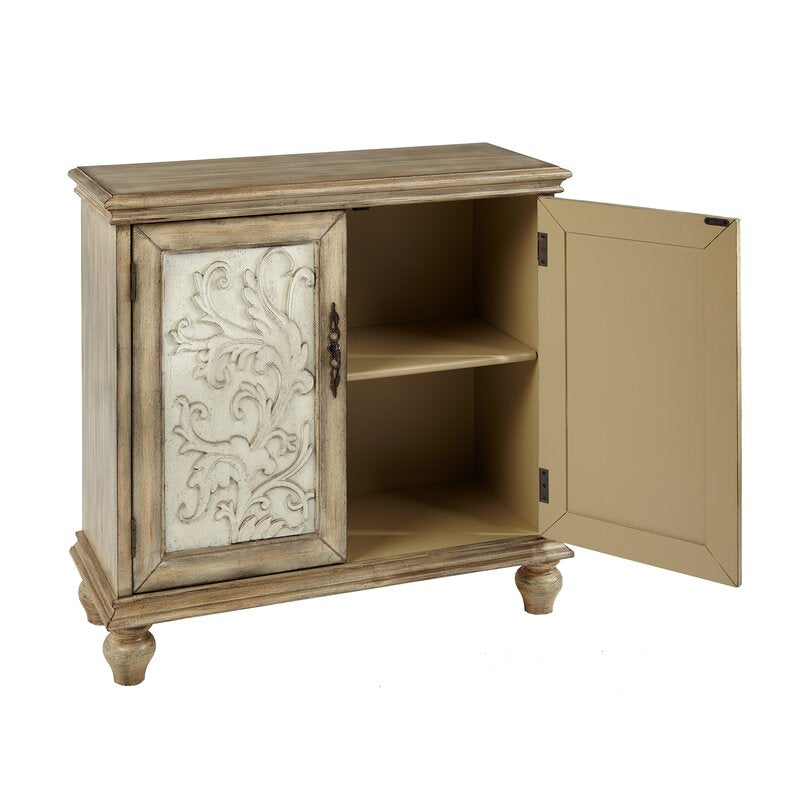 Natural/Cream 34'' Tall 2 - Door Accent Cabinet Create A Simple Display in your Den