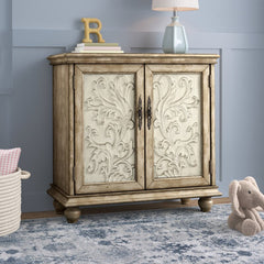 Natural/Cream 34'' Tall 2 - Door Accent Cabinet Create A Simple Display in your Den