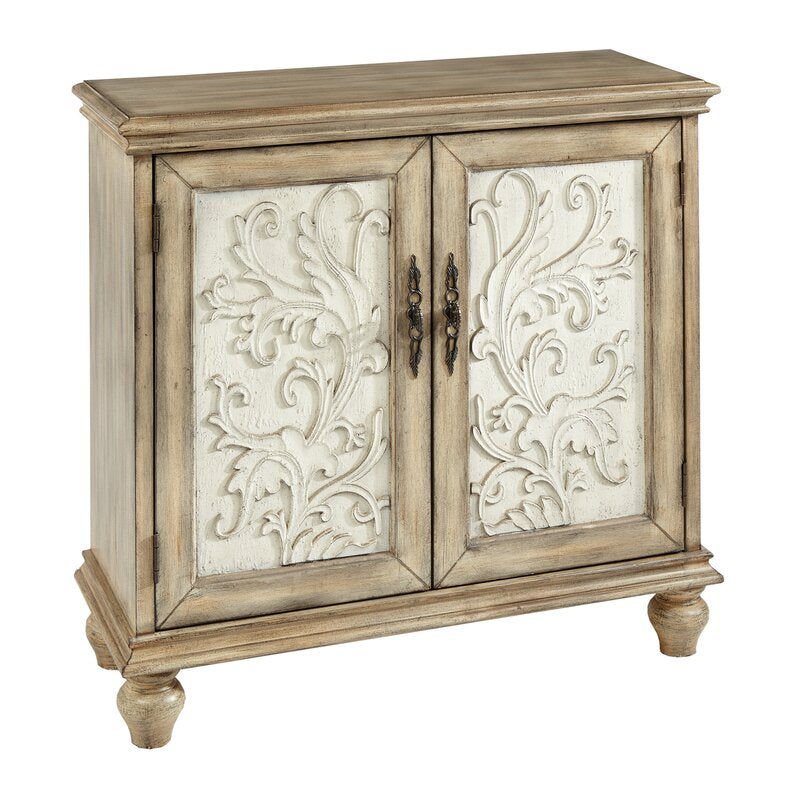 Natural/Cream 34'' Tall 2 - Door Accent Cabinet Create A Simple Display in your Den