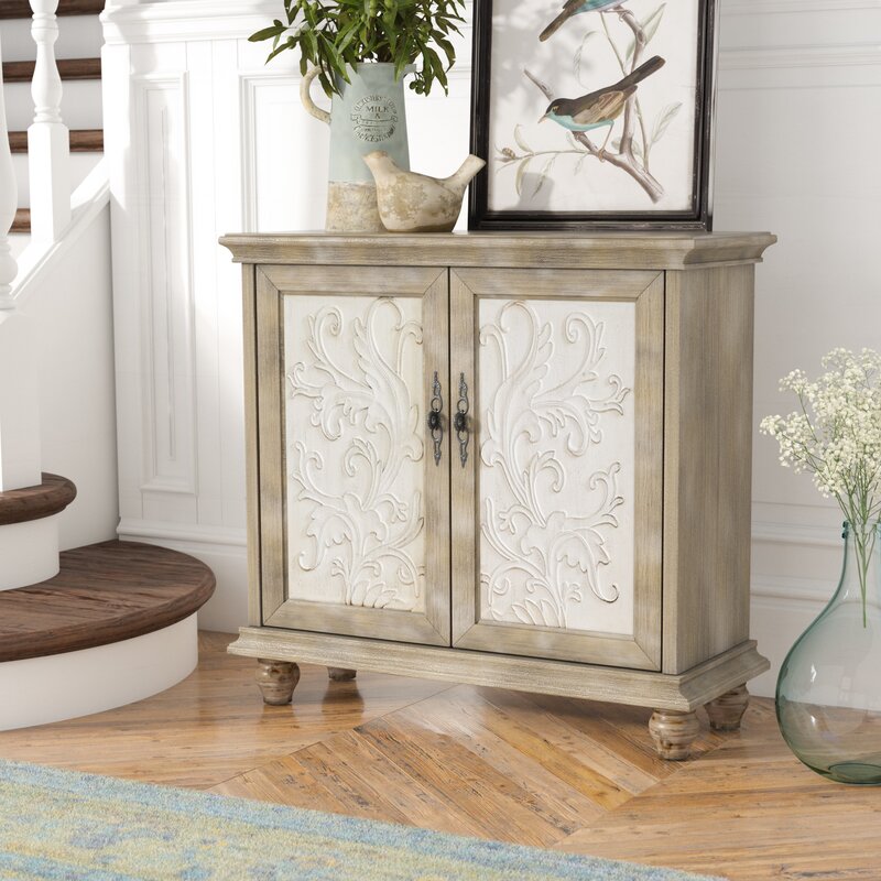 Natural/Cream 34'' Tall 2 - Door Accent Cabinet Create A Simple Display in your Den