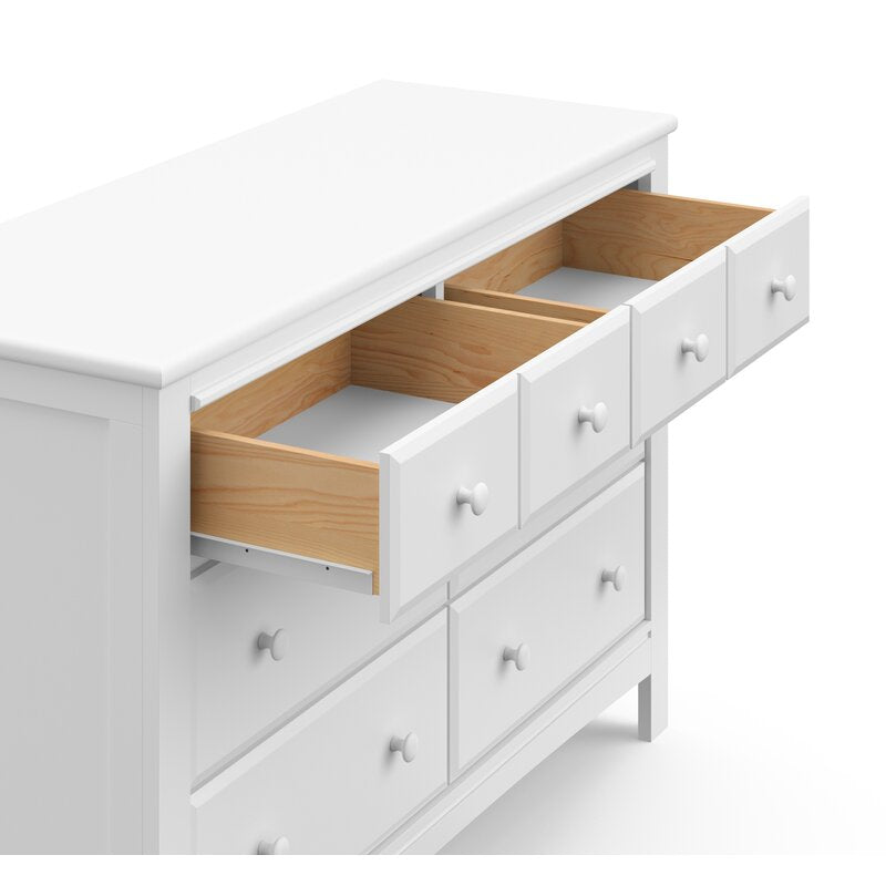 White Benton 6 Drawer Double Dresser Featuring Durable Steel Hardware