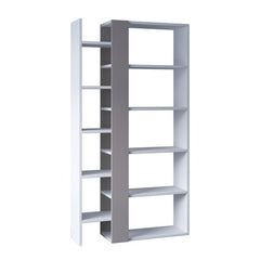 White/Light Mocha 59.25'' H x 31.5'' W Geometric Bookcase Perfect for A Living Room, Dining, Room, Bedroom