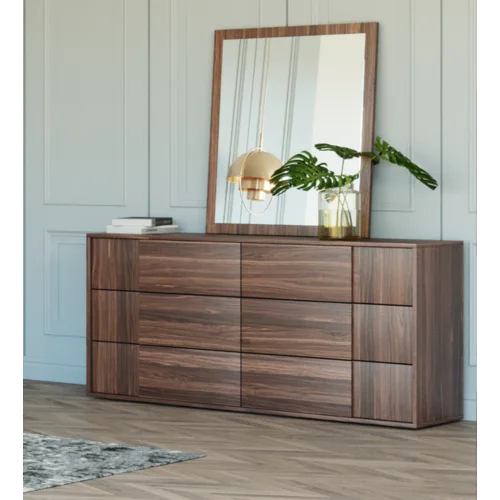 Walnut Bergmann 6 Drawer 66'' W Dresser Modern Dresser Design