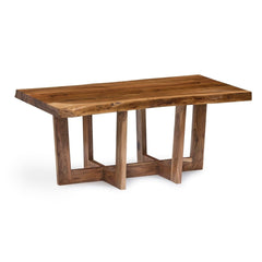 Solid Wood Natural Live Edge Coffee Table Made of Acacia Wood Rustic Style Natural Brown Color