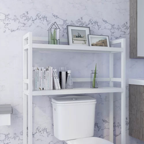 White 28.25'' W x 48'' H x 9'' D Solid Wood Over-The-Toilet Storage