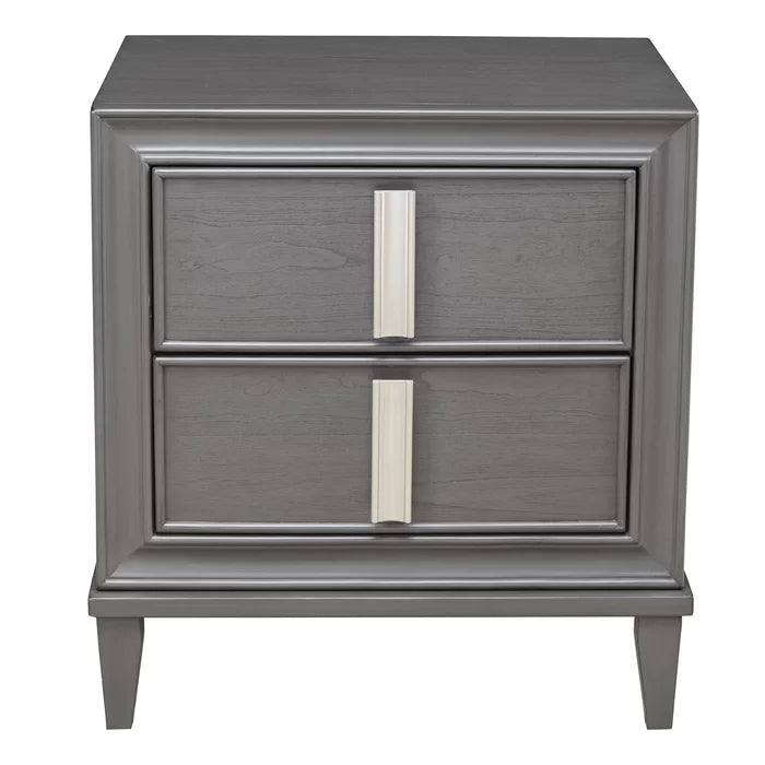 Berwick 28.5'' Tall 2 - Drawer Nightstand in Gray/White
