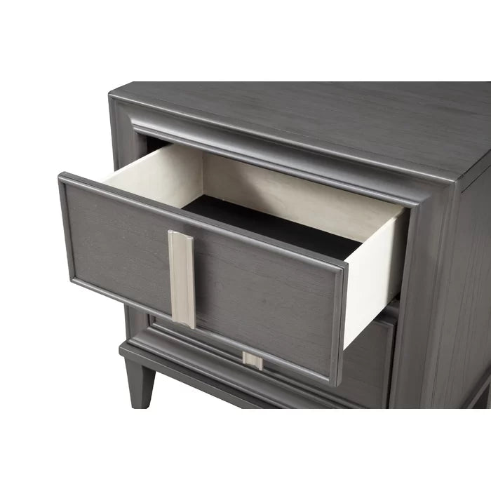 Berwick 28.5'' Tall 2 - Drawer Nightstand in Gray/White