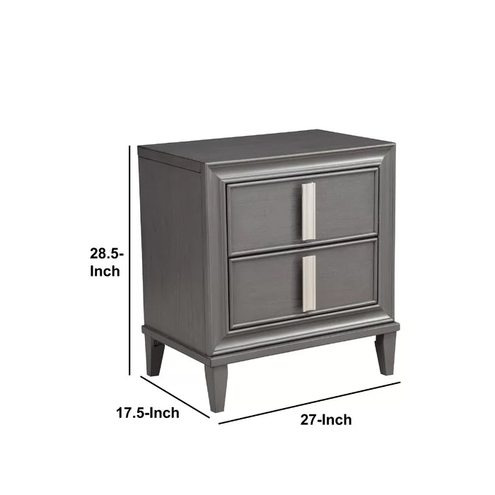 Berwick 28.5'' Tall 2 - Drawer Nightstand in Gray/White