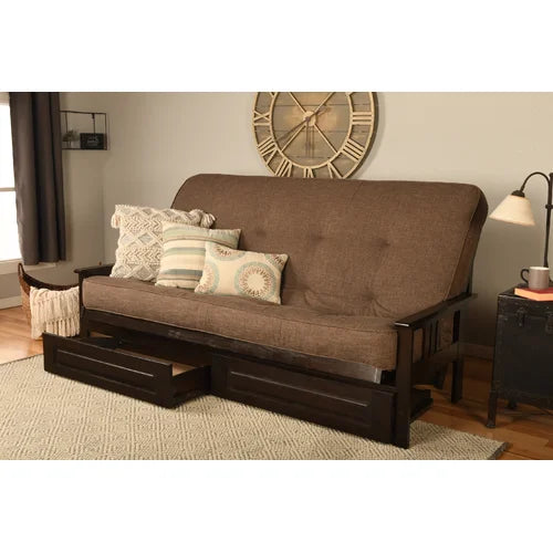 Bethania Queen 86'' Wide Loose Back Futon And Mattress with Storage