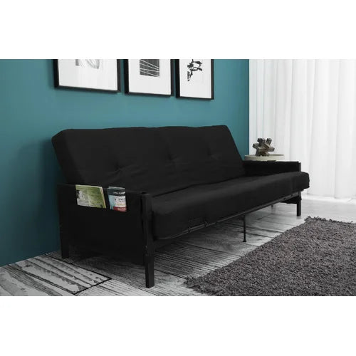 Betsayda Full 76'' Wide Tufted Back Futon And Mattress with Storage