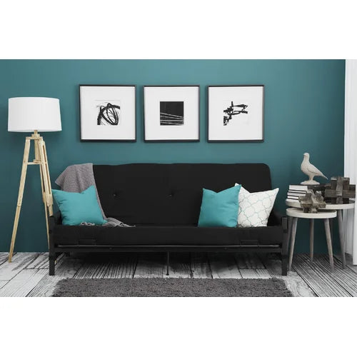 Betsayda Full 76'' Wide Tufted Back Futon And Mattress with Storage