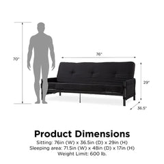 Betsayda Full 76'' Wide Tufted Back Futon And Mattress with Storage