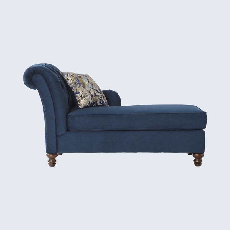 Beverly Tufted Chaise Lounge Indigo Engineered Wood Frame