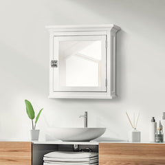 Bright White Bexley Surface Mount Framed 1 Door Medicine Cabinet with Adjustable Shelves Adds Extra Storage To Your Bathroom