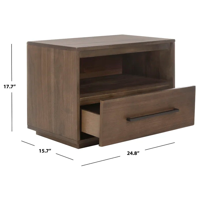 Dark Chocolate Bilmont 17.7'' Tall 1 - Drawer Solid Wood Nightstand