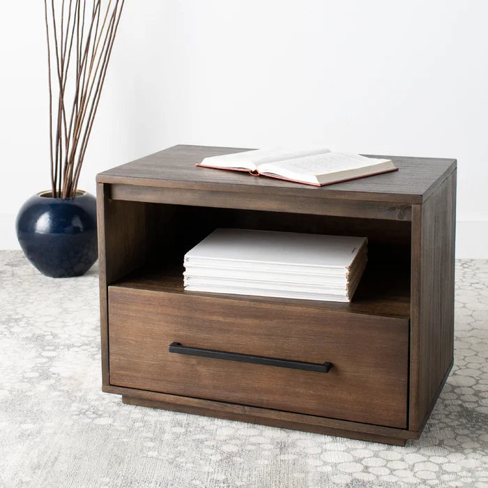 Dark Chocolate Bilmont 17.7'' Tall 1 - Drawer Solid Wood Nightstand