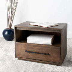 Dark Chocolate Bilmont 17.7'' Tall 1 - Drawer Solid Wood Nightstand