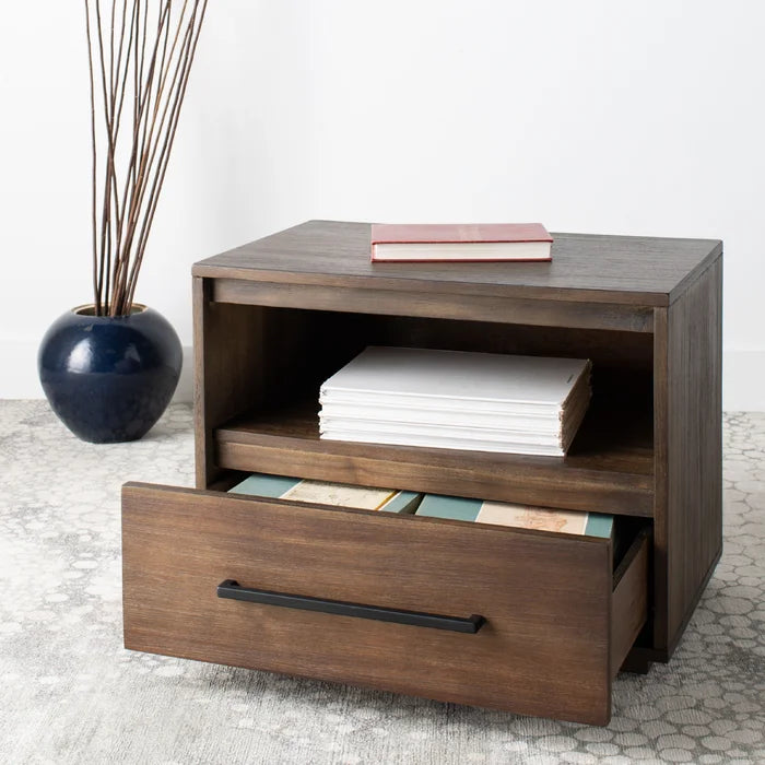 Dark Chocolate Bilmont 17.7'' Tall 1 - Drawer Solid Wood Nightstand