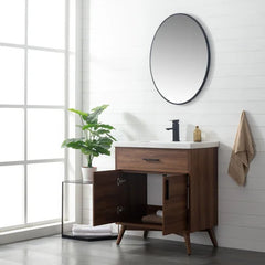 Walnut Binford 30" Single Bathroom Vanity Set Sink Boasts a Rectangular Shape