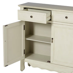35.25'' Tall 2 Door Accent Cabinet Two Drawers and An Interior Shelf Behind Two Doors