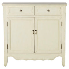 35.25'' Tall 2 Door Accent Cabinet Two Drawers and An Interior Shelf Behind Two Doors