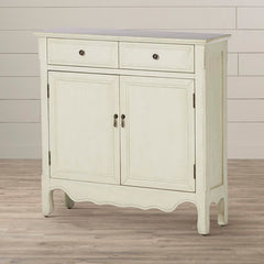 35.25'' Tall 2 Door Accent Cabinet Two Drawers and An Interior Shelf Behind Two Doors