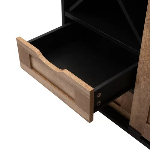 Wine Bar Cabinet Rustic Styling Sliding Door Solid Manufactured Wood