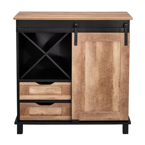 Wine Bar Cabinet Rustic Styling Sliding Door Solid Manufactured Wood