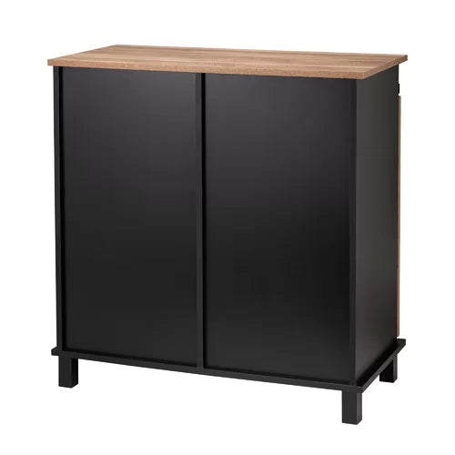 Wine Bar Cabinet Rustic Styling Sliding Door Solid Manufactured Wood