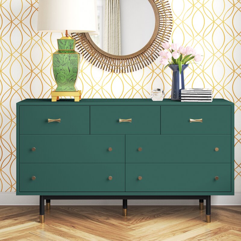 Blair 7 Drawer 60'' W Solid Wood Dresser Tip Over Restraint Device