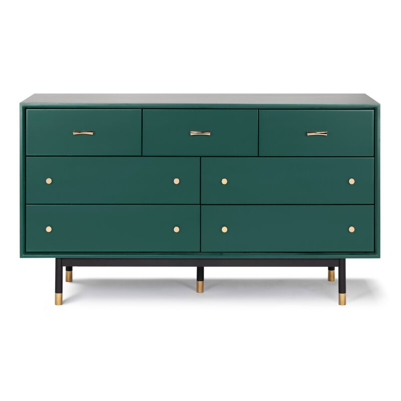 Blair 7 Drawer 60'' W Solid Wood Dresser Tip Over Restraint Device