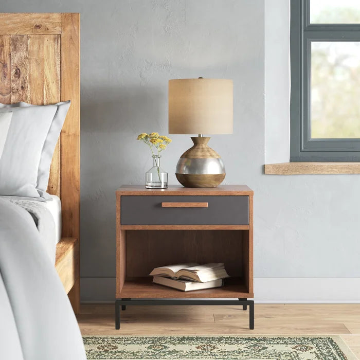 Blanco 24'' Tall 1 - Drawer Nightstand in Dark Brown Modern Design
