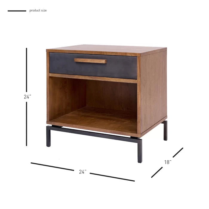Blanco 24'' Tall 1 - Drawer Nightstand in Dark Brown Modern Design