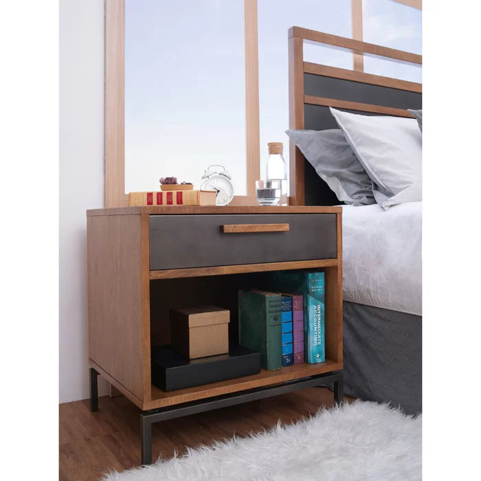 Blanco 24'' Tall 1 - Drawer Nightstand in Dark Brown Modern Design