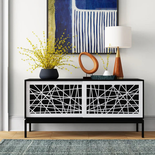 Bleich TV Stand for TVs up to 65" Geometric Patterns Adjustable Shelves