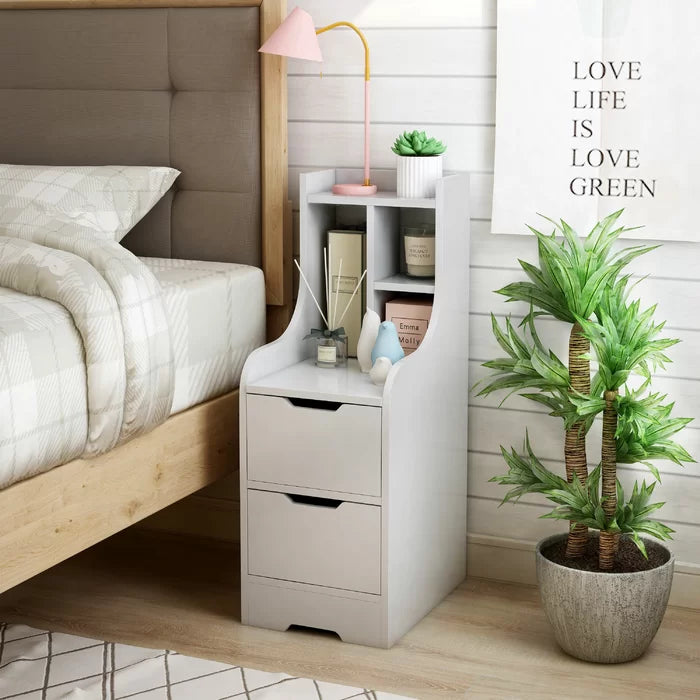 White Blouin 31.5'' Tall 2 - Drawer Nightstand Provide Storage Space