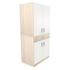 Armoire Desk Functional Modern Two Toned Light Oak/White Manufactured Wood