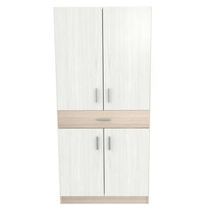 Armoire Desk Functional Modern Two Toned Light Oak/White Manufactured Wood