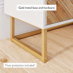 White/Gold Bodeswell 31.5'' Tall Steel 2 Door Accent Cabinet Indoor Design