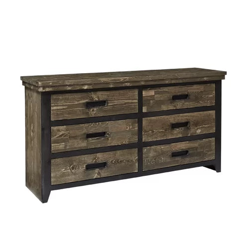 Boldt 6 Drawer 65'' W Routed Wooden Finger Pulls Finished in a Black Finish