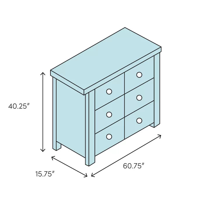 Bolivar 6 Drawer 60.75'' W Double Dresser with Mirror Minimalist Chic Profile