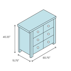 Bolivar 6 Drawer 60.75'' W Double Dresser with Mirror Minimalist Chic Profile